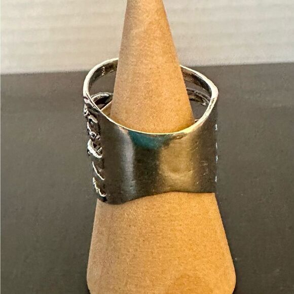 Scroll design Sterling silver  multi layer band - Picture 3 of 4